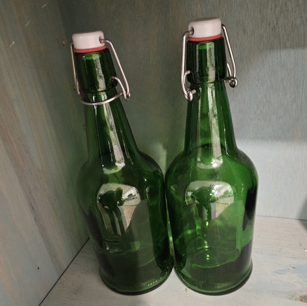 Vintage Green Glass Bottles